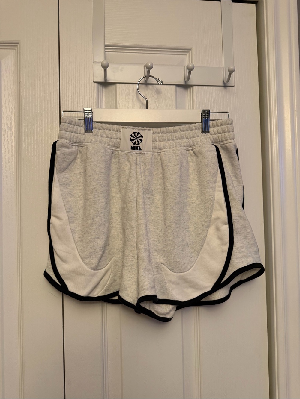 Nike Women’s Light Gray Athletic Shorts with Black Trim